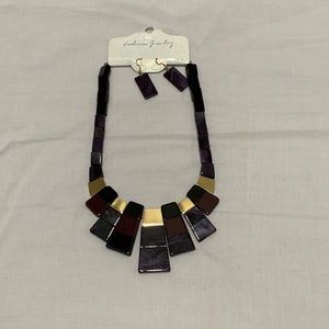 Purple Necklace With Earrings